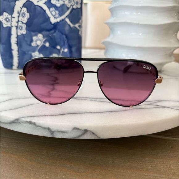 NWOT Quay Australia HIGH KEY LINKS Purple Gradient Aviator Sunglasses - Picture 3 of 7